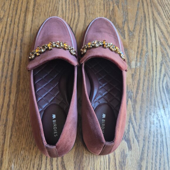 NWOB Birdies Brown Velvet Jeweled Smoking Loafer Size 9.5 - Picture 9 of 16